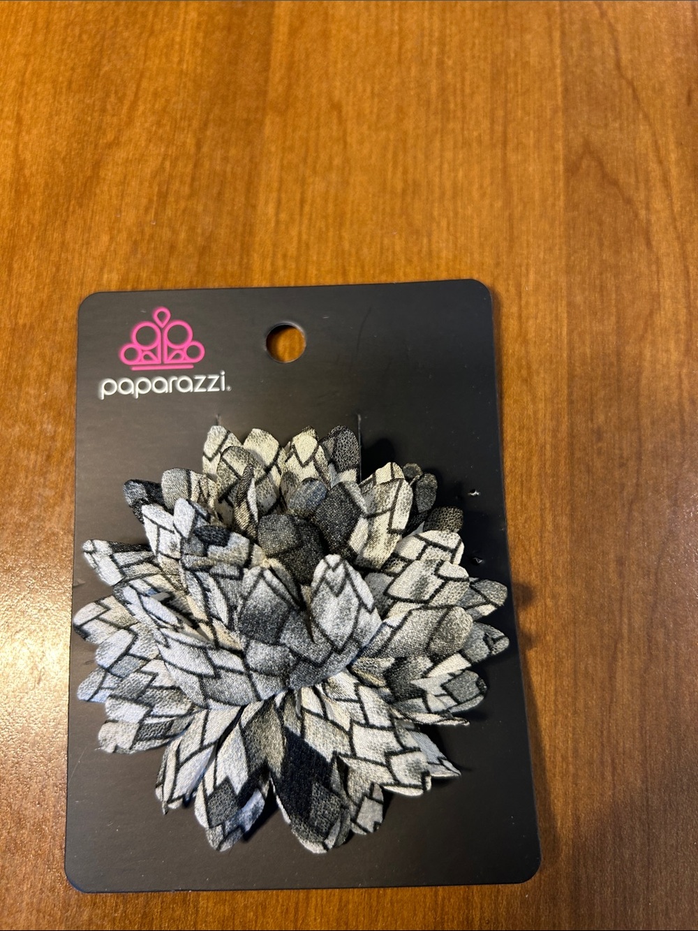 Paparazzi Black and White Floral Fabric Hair Clip Vanguard Gardens